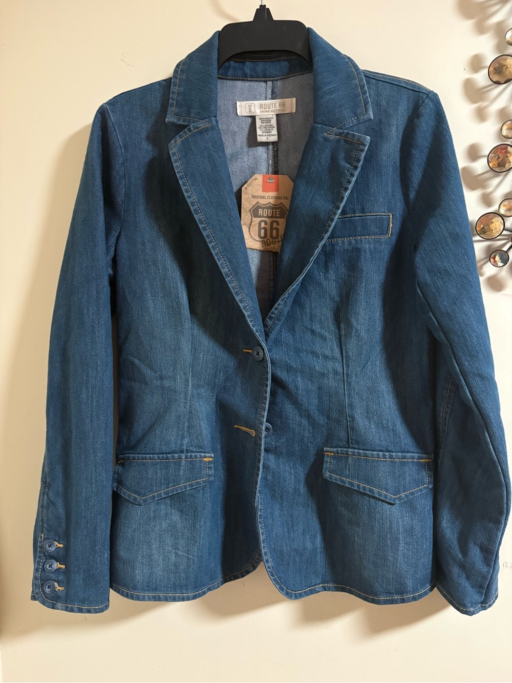 Route 66 Women's Dark Blue Denim Blazer Jacket